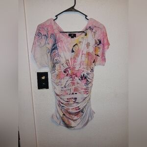 *HP* iZ Byer Floral Ruched Blouse M